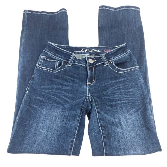 INC International Concepts Curvy Classic Bootcut Jeans White Top Stitch Mid Rise - Picture 4 of 16